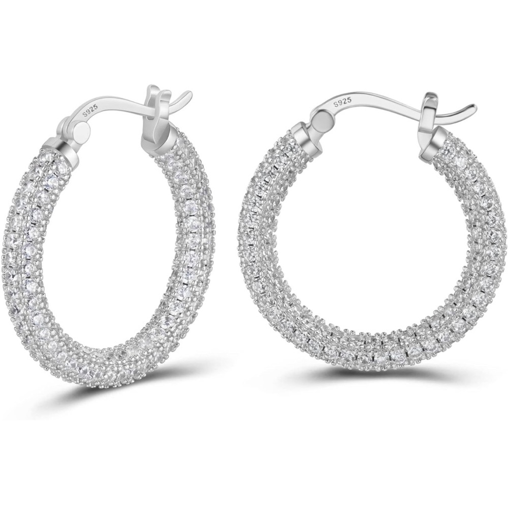 Solid 925 Sterling Silver Post Cubic Zirconia Stud - image 3